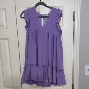 Purple Ruffle Sleeveless Dress